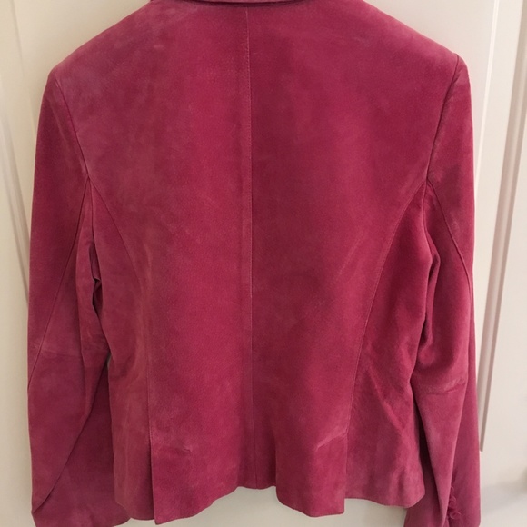 90s Y2K Pink Suede Vintage Leather Jacket Medium - Picture 6 of 8
